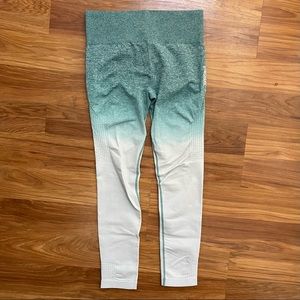 Blue Green Teal White Ombré GymShark Leggings